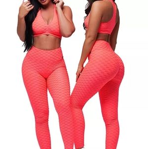 Brazilian Honeycomb Bum Scrunch Leggings Bra Set